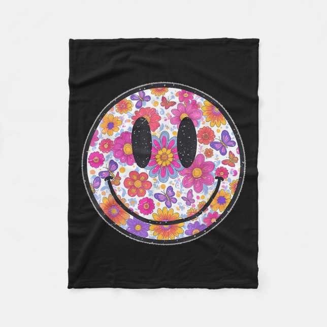 Happy Retro Daisy Smile Face Preppy Aesthetic Men  Fleece Blanket (Front)