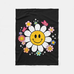 Happy Retro Daisy Smile Face Preppy Aesthetic Men  Fleece Blanket