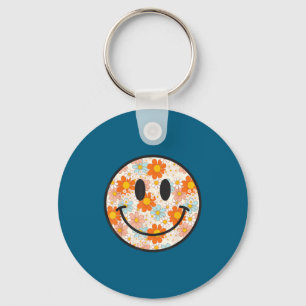 Happy Retro Daisy Smile Face Preppy Aesthetic Men  Key Ring