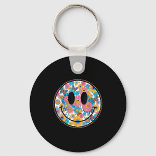 Happy Retro Daisy Smile Face Preppy Aesthetic Men  Key Ring