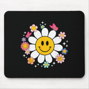 Happy Retro Daisy Smile Face Preppy Aesthetic Men  Mouse Pad
