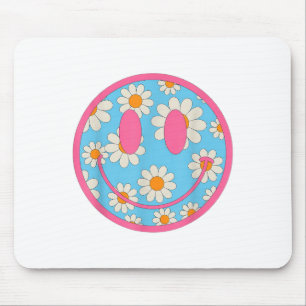 Happy Retro Daisy Smile Face Preppy Aesthetic Men Mouse Pad