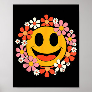 Happy Retro Daisy Smile Face Preppy Aesthetic Men Poster