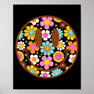 Happy Retro Daisy Smile Face Preppy Aesthetic Men  Poster