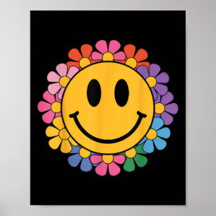 Happy Retro Daisy Smile Face Preppy Aesthetic Men  Poster