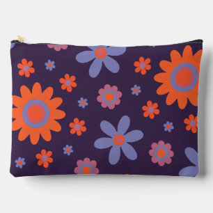 Happy Retro Flowers Cute 70s Hippie Daisy Pattern Accessory Pouch