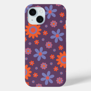  Happy Retro Flowers Cute 70s Hippie Daisy Pattern iPhone 15 Case
