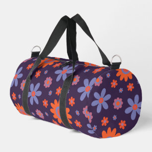 Happy Retro Flowers Cute 70s Hippie Daisy Pattern Duffle Bag