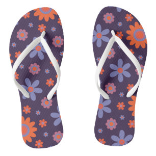  Happy Retro Flowers Cute 70s Hippie Daisy Pattern Jandals