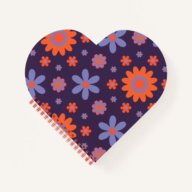  Happy Retro Flowers Cute 70s Hippie Daisy Pattern Notebook (Front)