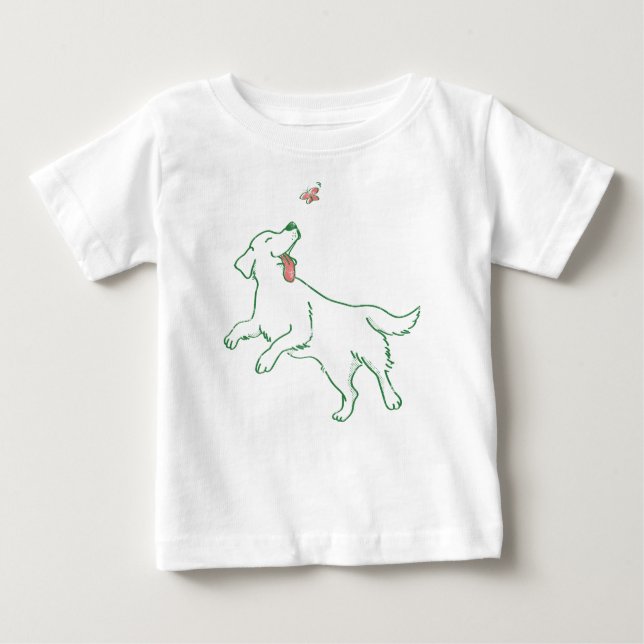 Happy Retro Funny Silly Golden Retriever Dog Baby T-Shirt (Front)