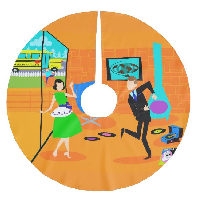 Happy Retro Parents Christmas Tree Skirt (Front)