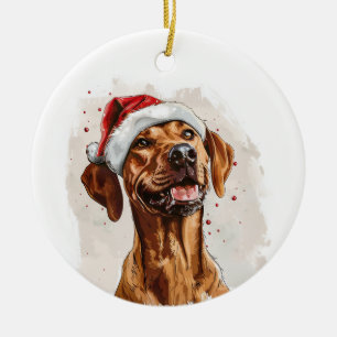Happy Rhodesian Ridgeback Christmas Personalized Ceramic Tree Decoration