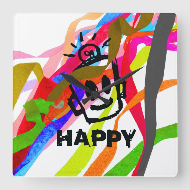 HAPPY Ribbons Wall Clock (Front)