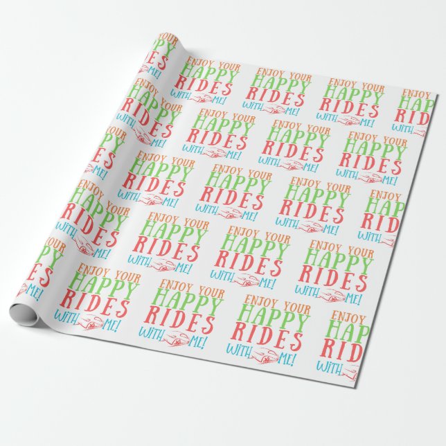 Happy Rides Honeymoon Groom Newly Wed Couple Wrapping Paper (Unrolled)
