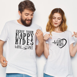 Happy Rides Honeymoon Hubby Wifey Newlywed Couple T-Shirt