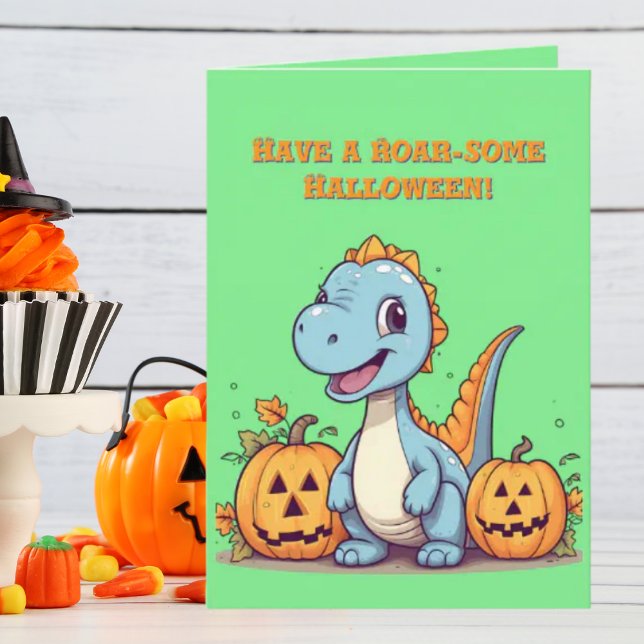Happy Roar Some Cute Dino photo Halloween cards (Creator Uploaded)
