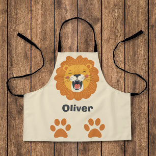 Happy Roaring Lion Face – Cute Safari Animal Apron