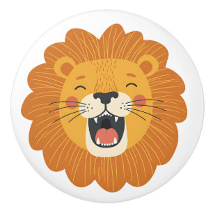 Happy Roaring Lion Face – Cute Safari Animal Ceramic Knob