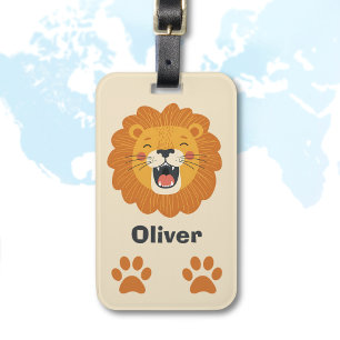 Happy Roaring Lion Face – Cute Safari Animal Luggage Tag