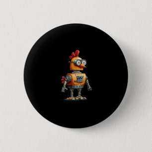 Happy Robot Chicken With Ai For Smart Robots Lover 6 Cm Round Badge