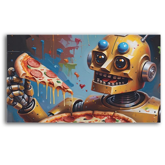 happy robot pizzeria with qr code loyalty card (Creator Uploaded)
