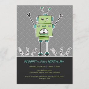 Happy Robot & Springs Kids Birthday Party Invites