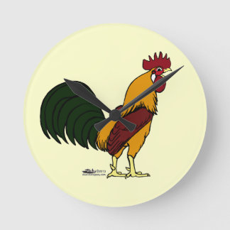 Happy Rooster Round Clock