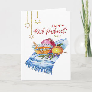 Happy Rosh Hashanah in Watercolor Card