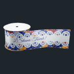 Happy Rosh Hashanah Jewish New Year Floral Pattern Satin Ribbon<br><div class="desc">Happy Rosh Hashanah Lettering "L'Shana Tova" Jewish New Year Holiday Traditional Jewish sweet food symbols card. Torah, Honey and apple, shofar, pomegranate, star of David, Flowers, Blue bird, Hallah challah Rosh Hashana traditional fruits Autumn season Holiday celebration, Family and Friends Party Decoration, Shanah Tovah festival Party, sukkot event. Judaica Religion....</div>