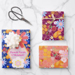 Happy Rosh Hashanah Jewish New Year Floral Pattern Wrapping Paper Sheet<br><div class="desc">"Happy Rosh Hashanah" Lettering "L'Shana Tova" Jewish New Year Holiday Wishes "Shanah Tovah U’Metukah! May your year be sweet and good." symbols card. Torah, Honey and apple, shofar, pomegranate, star of David, Flowers, Rosh Hashana traditional fruits autumn season, Shanah Tovah festival Party decoration, sukkot event. Judaica Religion. Vintage. Happy Rosh...</div>