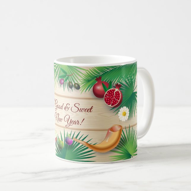 Happy Rosh Hashanah Jewish New Year Honey & Apple Coffee Mug (Front Right)