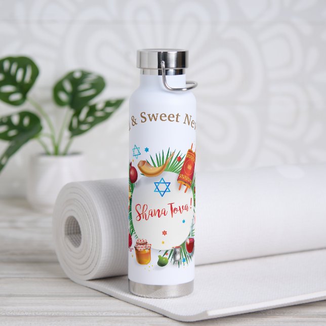 Happy Rosh Hashanah Jewish New Year Honey & Apple Water Bottle (Yoga)