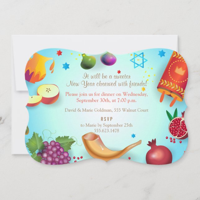 Happy Rosh Hashanah Jewish New Year Invitation (Front)