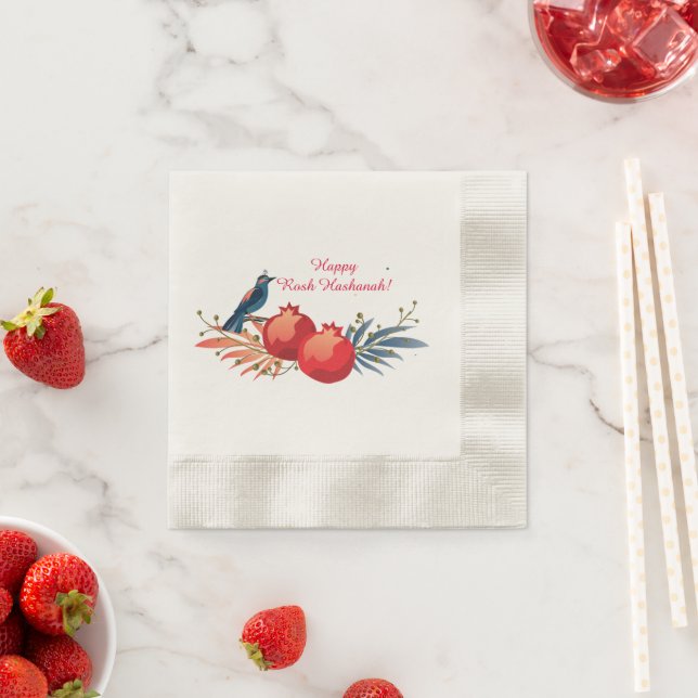 Happy Rosh Hashanah Jewish New Year Pomegranates Napkin (Insitu)