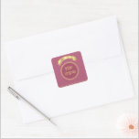 Happy Rosh Hashanah Jewish New Year Vintage Square Sticker<br><div class="desc">Happy Rosh Hashanah Jewish New Year Holiday symbols. Shana Tova! Hebrew Wishes gold text. Floral Elegand decorative frame,  gold ribbon banner,  pink background,  Rosh hashana,  traditional,  decoration vintage,  luxury,  autumn,  sukkot. Judaica. Crafts & Party Supplies > Gift Wrapping Supplies > Stickers & Labels,  seasonal.</div>