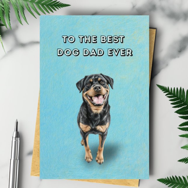 Happy Rottweiler Best Dog Dad Ever Father's Day Card (Creator Uploaded)