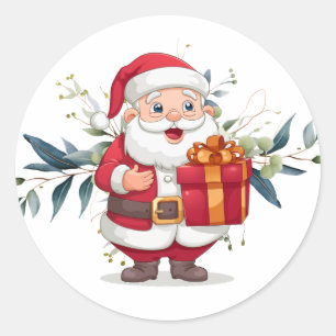 Happy Round Santa & Eucalyptus Stickers