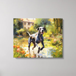 "Happy Running Great Dane" Canvas Print