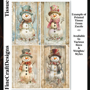 Happy Rustic Snowmen, Hat, Scarf DQ8 Decoupage Tissue Paper