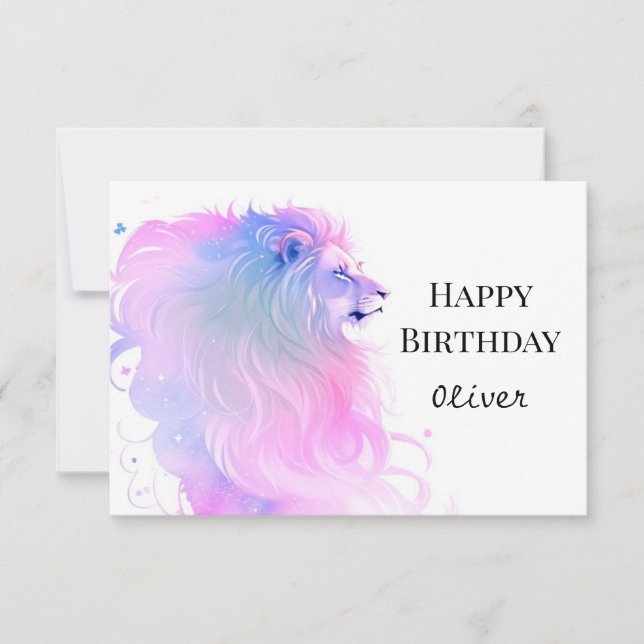 Happy Safari Chic Lion Birthday Card (Front)