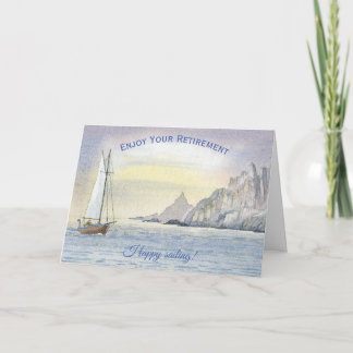Happy Sailing Retirement Boat Sea Watercolor Card