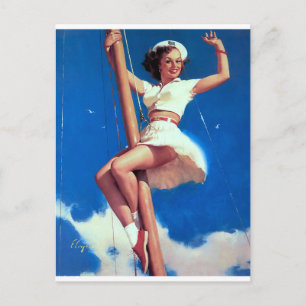 Happy Sailor Pin Up Postcard