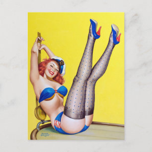 Happy Sailor Pin Up Postcard