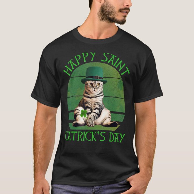 Happy Saint Catrick's Day Cat Lover St. Patrick's  T-Shirt (Front)