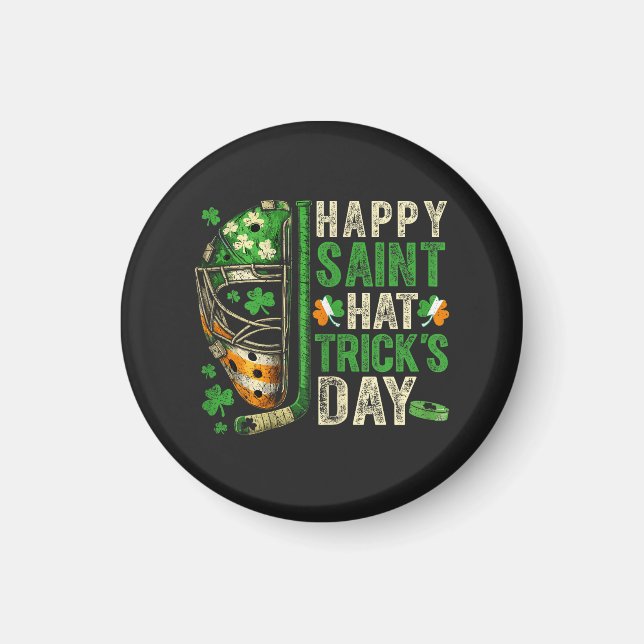 Happy Saint Hat Trick Ice Hockey Player Magnet (Front)