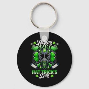 Happy Saint Hat Trick's Day Ice Hockey Shamrock He Key Ring