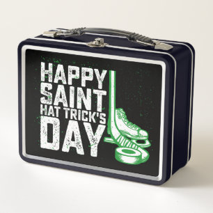 Happy Saint Hat Trick's Day Ice Hockey St Patricks Metal Lunch Box