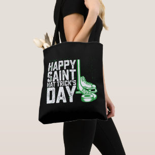 Happy Saint Hat Trick's Day Ice Hockey St Patricks Tote Bag