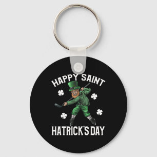 Happy Saint Hatricks Day St Patrick's Day Hockey L Key Ring
